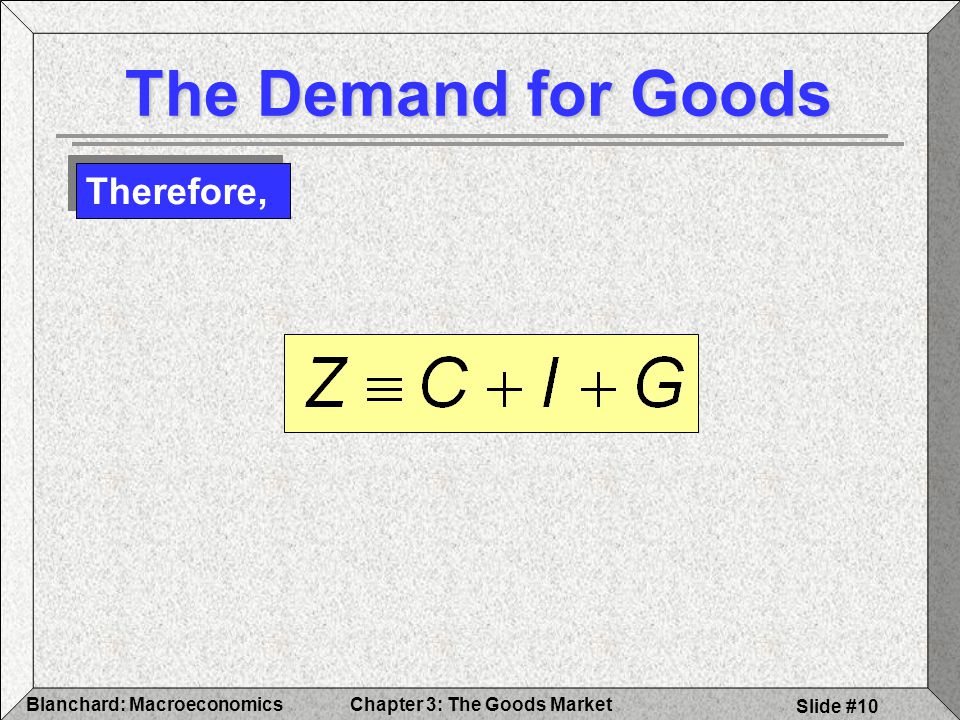 The Demand for Goods Therefore, Blanchard: Macroeconomics