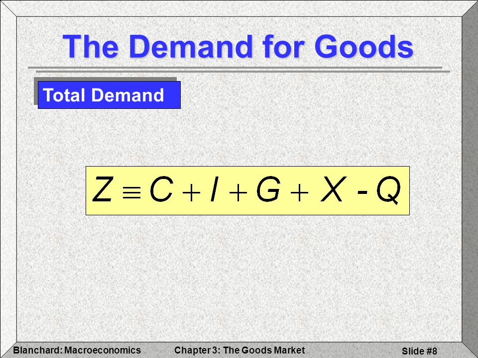 The Demand for Goods Total Demand Blanchard: Macroeconomics