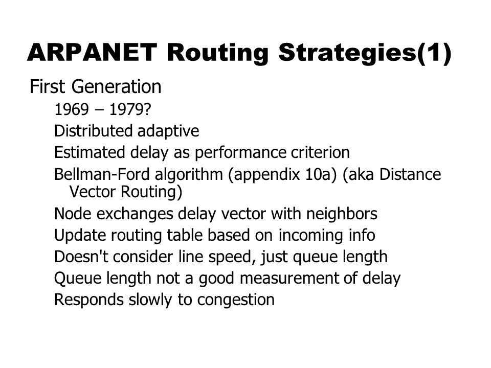 ARPANET Routing Strategies(1)