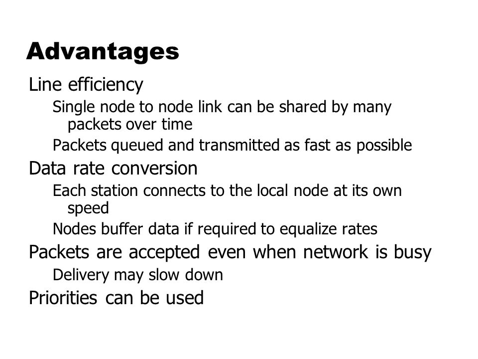 Advantages Line efficiency Data rate conversion