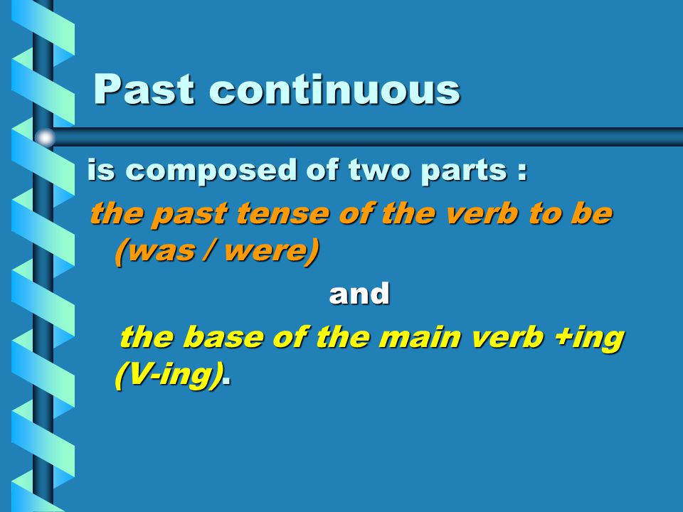 Past continuous is composed of two parts :