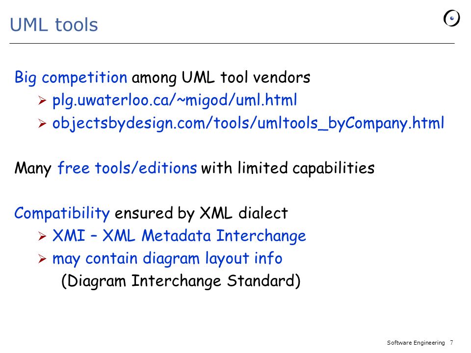 UML tools Big competition among UML tool vendors