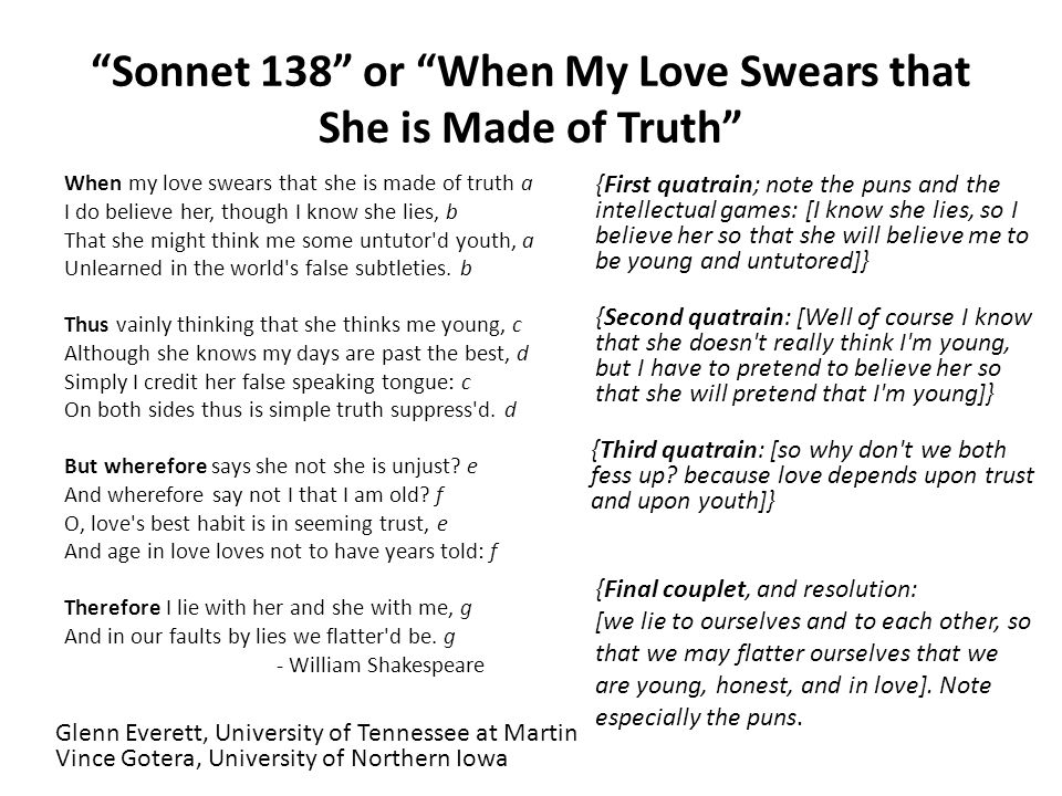 literary devices in sonnet 138