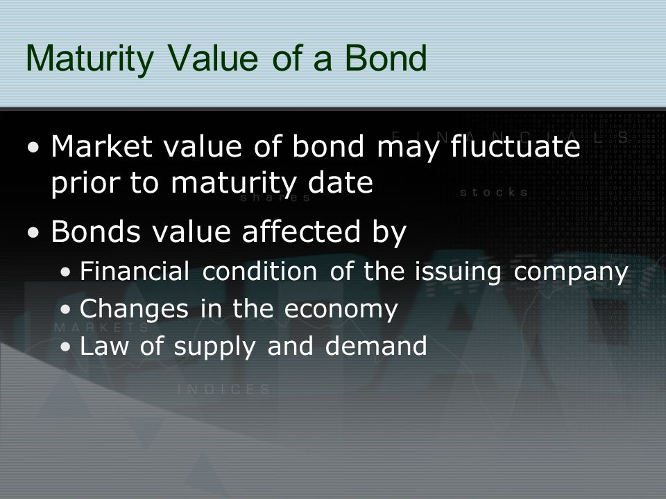 Maturity Value of a Bond