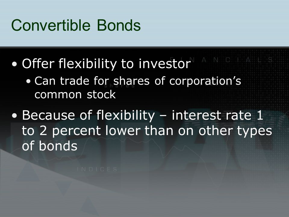 Convertible Bonds Offer flexibility to investor