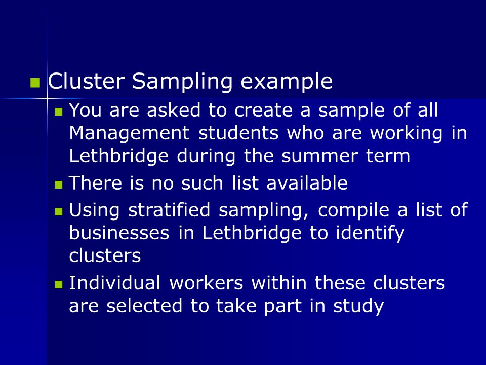 Cluster Sampling example
