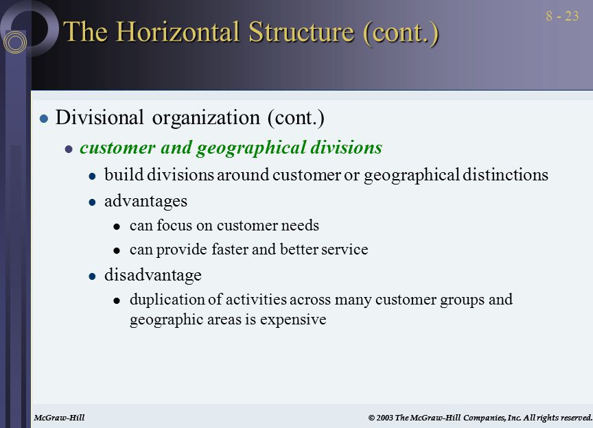 What is the disadvantage of horizontal structure?