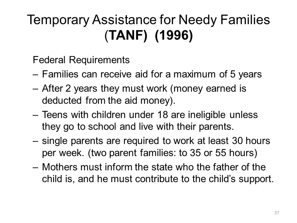 Temporary Assistance for Needy Families (TANF) (1996)