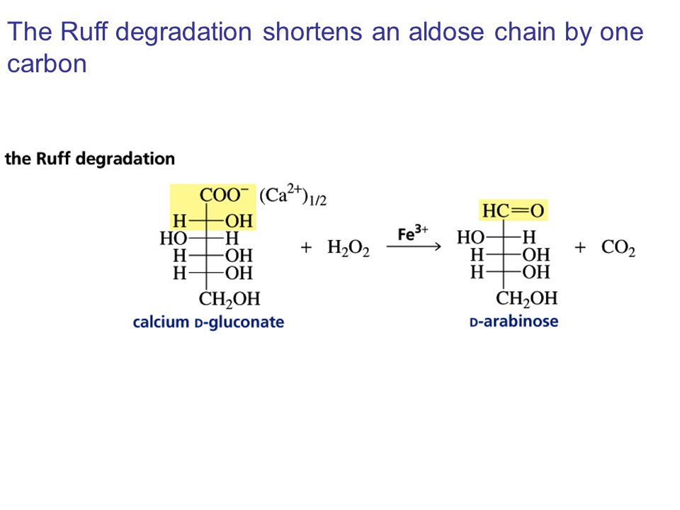 The Ruff degradation shortens an aldose chain by one