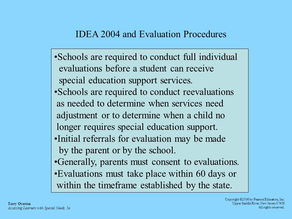 IDEA 2004 and Evaluation Procedures
