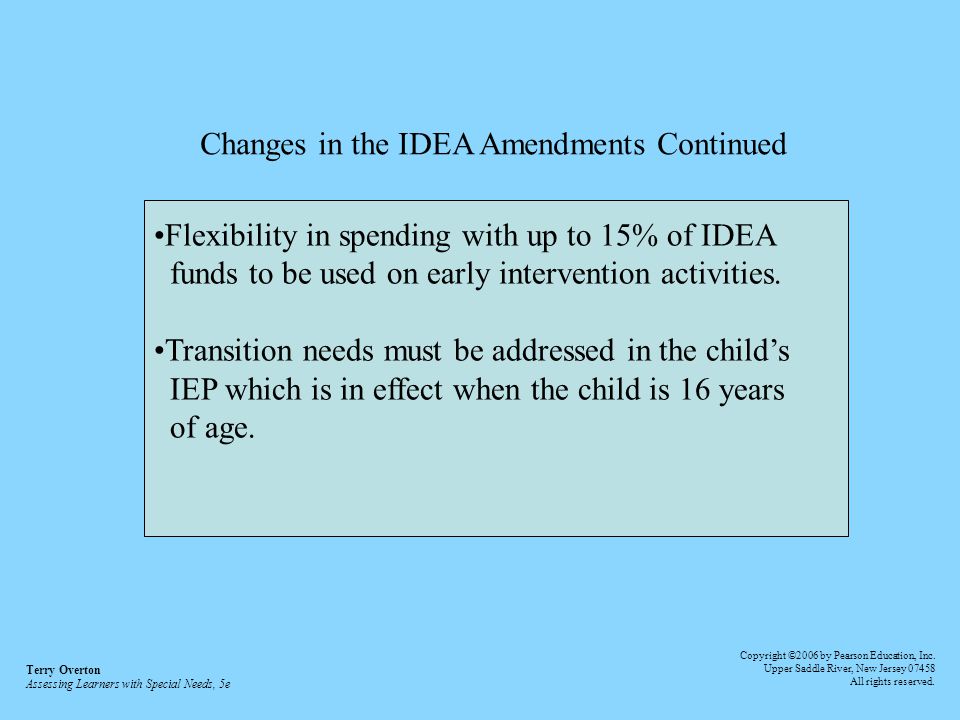 Changes in the IDEA Amendments Continued