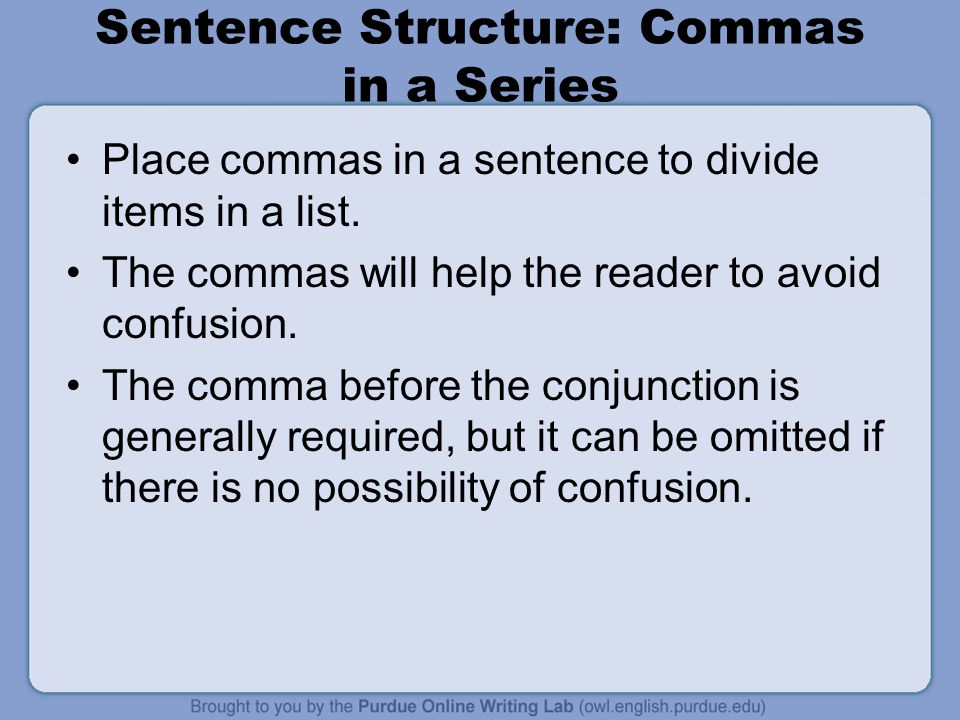 Sentence Structure: Commas in a Series