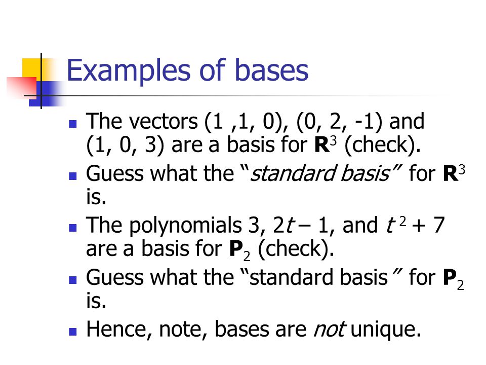 Basis of a Vector Space (11/2/05) - ppt video online download