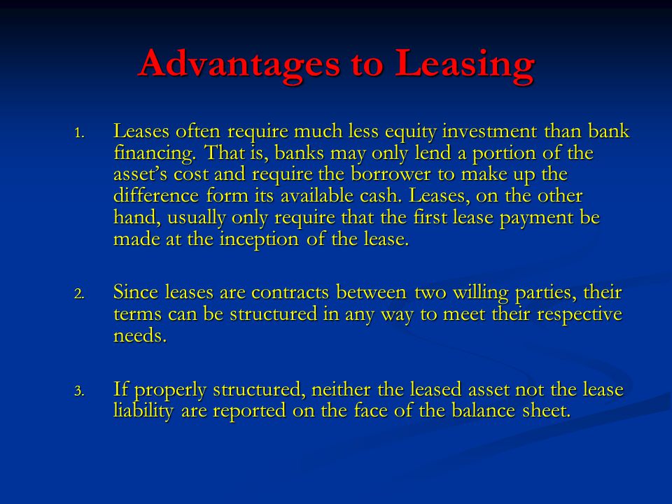 Advantages to Leasing