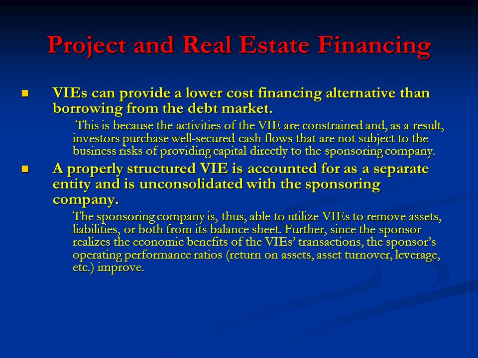 Project and Real Estate Financing