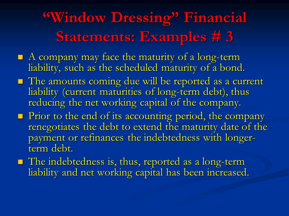 Window Dressing Financial Statements: Examples # 3