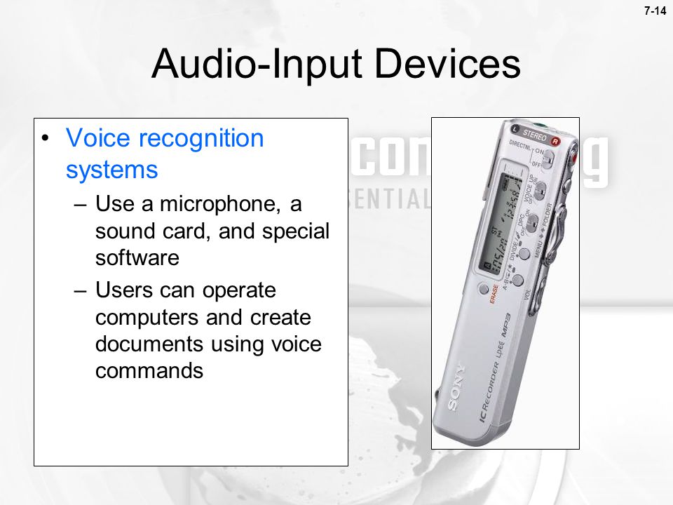 Audio-Input Devices Voice recognition systems