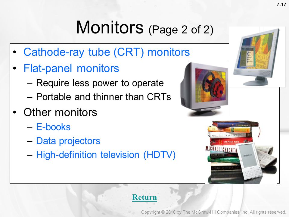 Monitors (Page 2 of 2) Cathode-ray tube (CRT) monitors