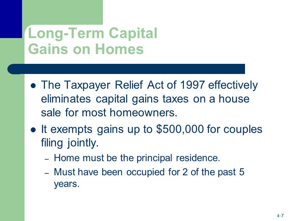 Long-Term Capital Gains on Homes