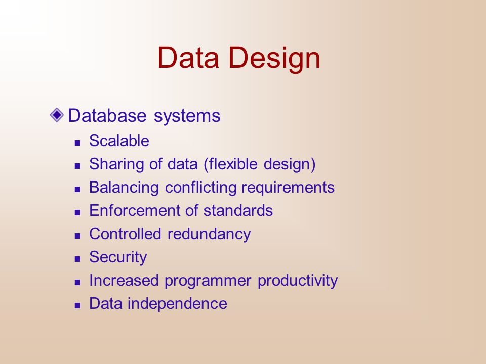 Data Design Database systems Scalable