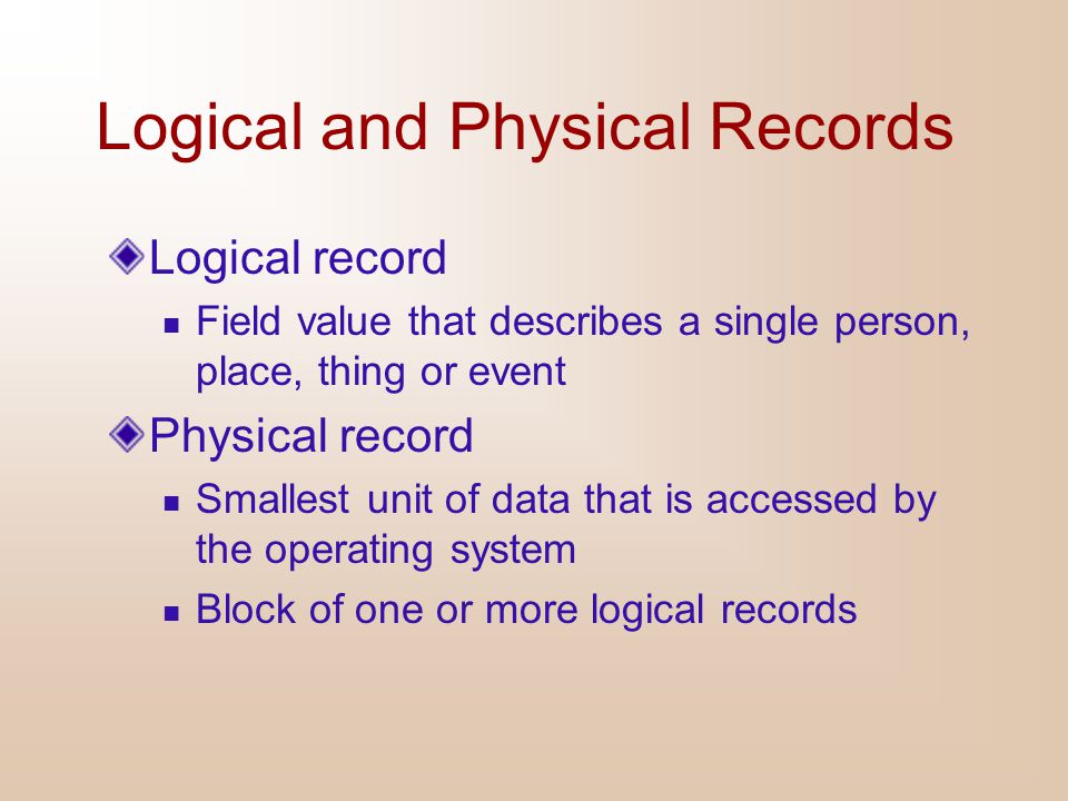 Logical and Physical Records