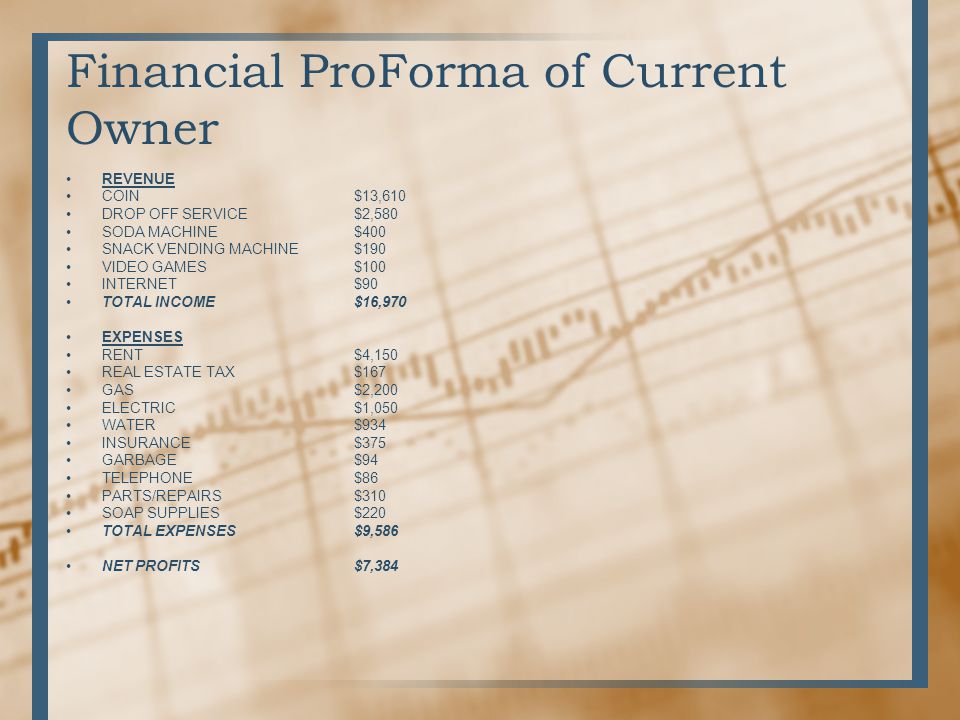Financial ProForma of Current Owner