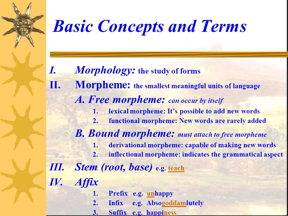 Morphology I. Basic concepts and terms Derivational processes - ppt video  online download