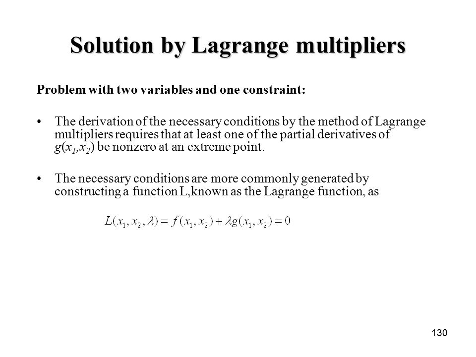 Solution by Lagrange multipliers