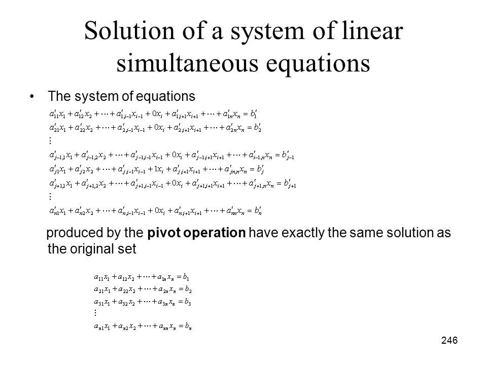Solution of a system of linear simultaneous equations