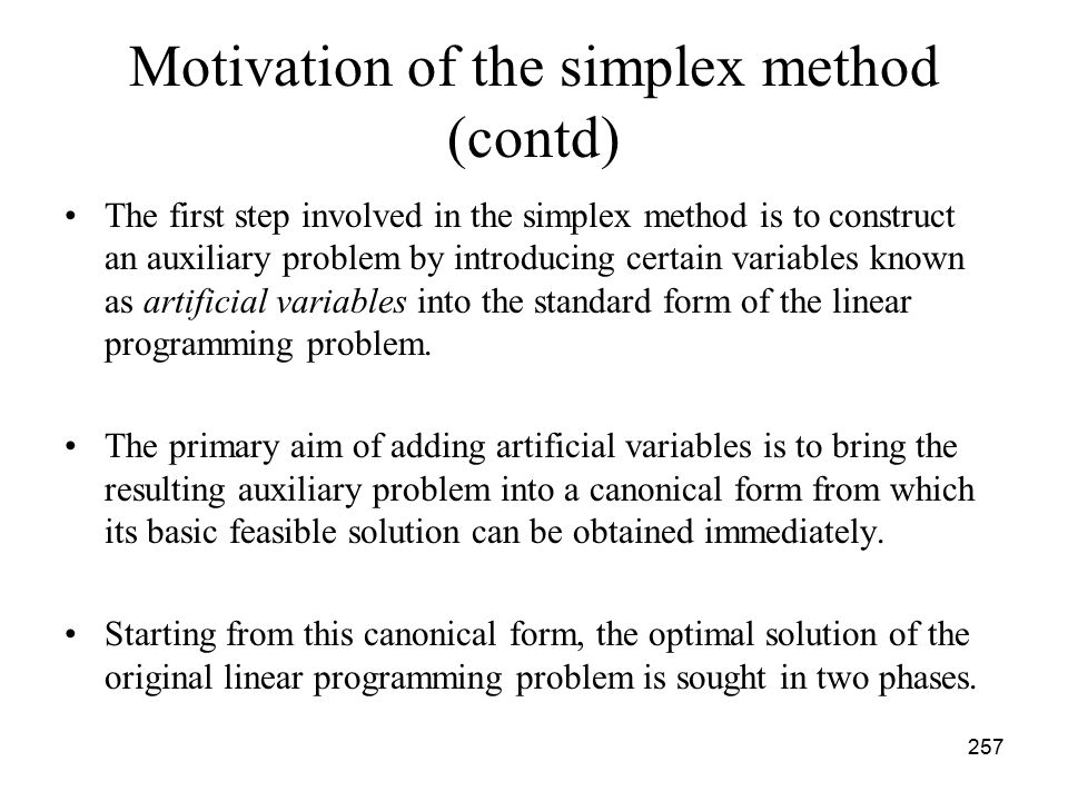 Motivation of the simplex method (contd)
