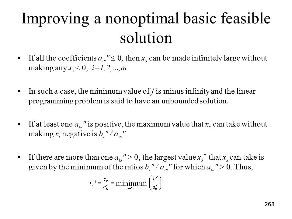 Improving a nonoptimal basic feasible solution