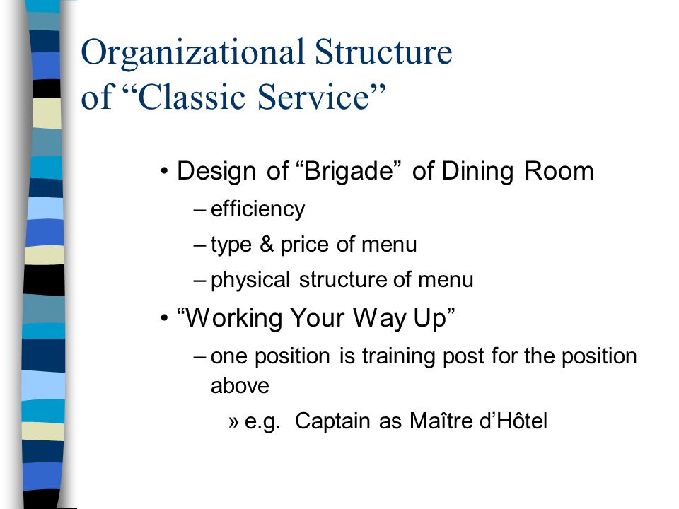Dining Room Organizational Chart