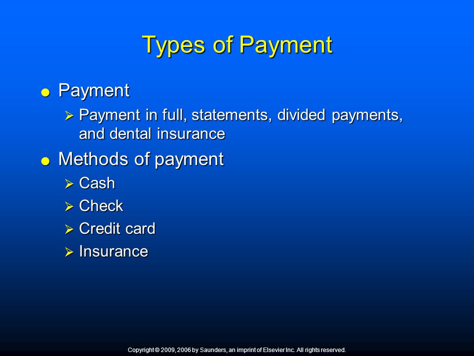 Types of Payment Payment Methods of payment