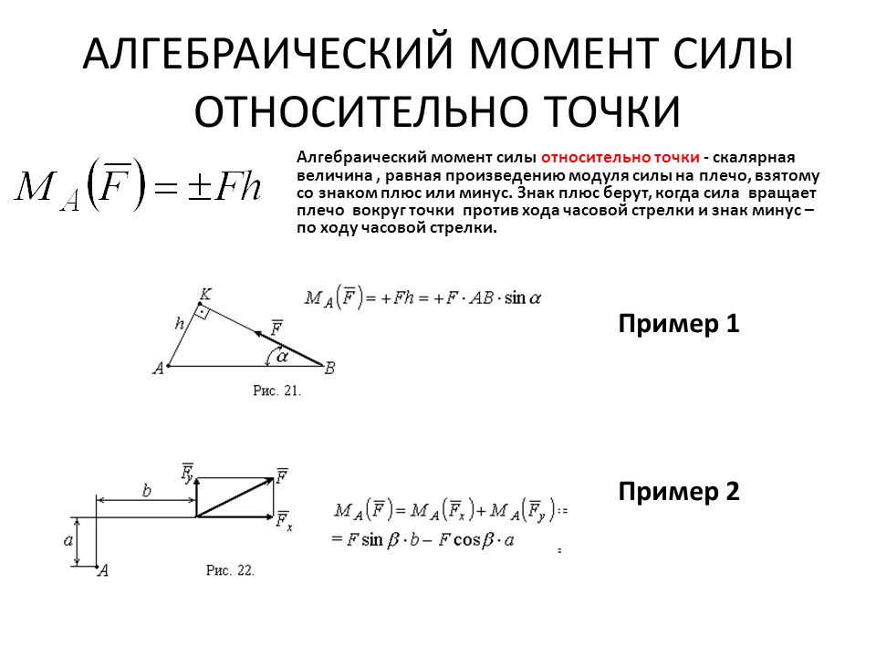 Момент силы относительно точки. Момент силы относительно точки и оси.