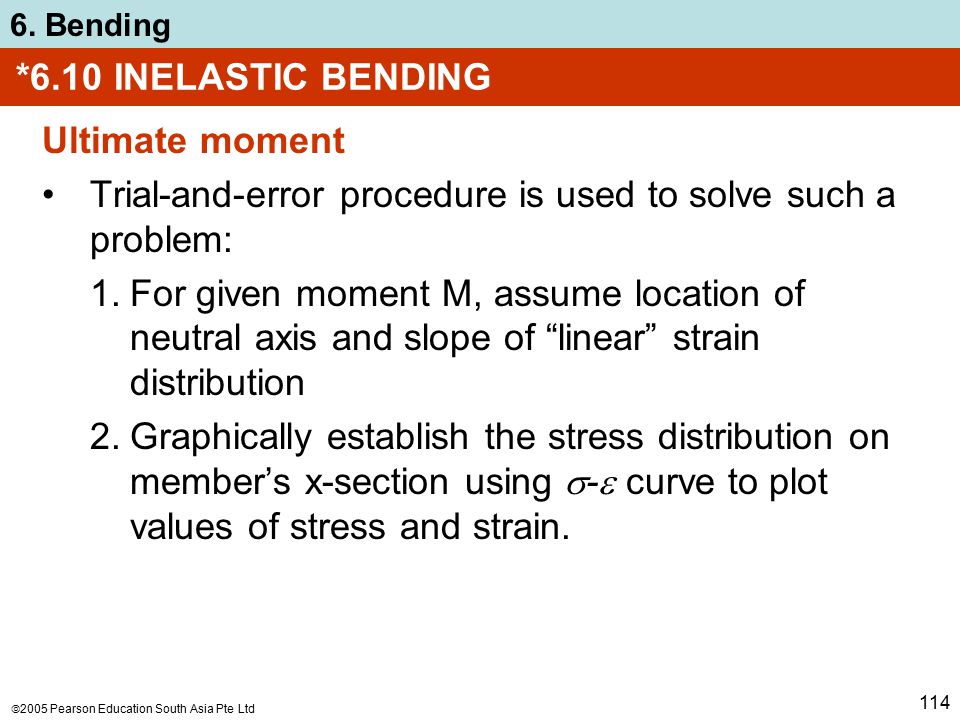 *6.10 INELASTIC BENDING Ultimate moment. Trial-and-error procedure is used to solve such a problem: