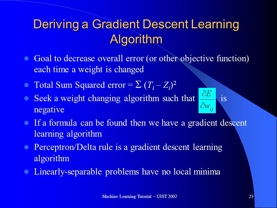 Deriving a Gradient Descent Learning Algorithm