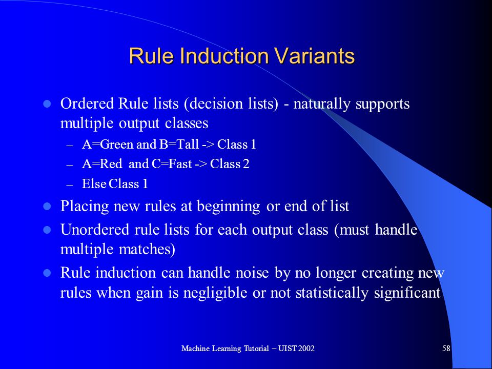 Rule Induction Variants