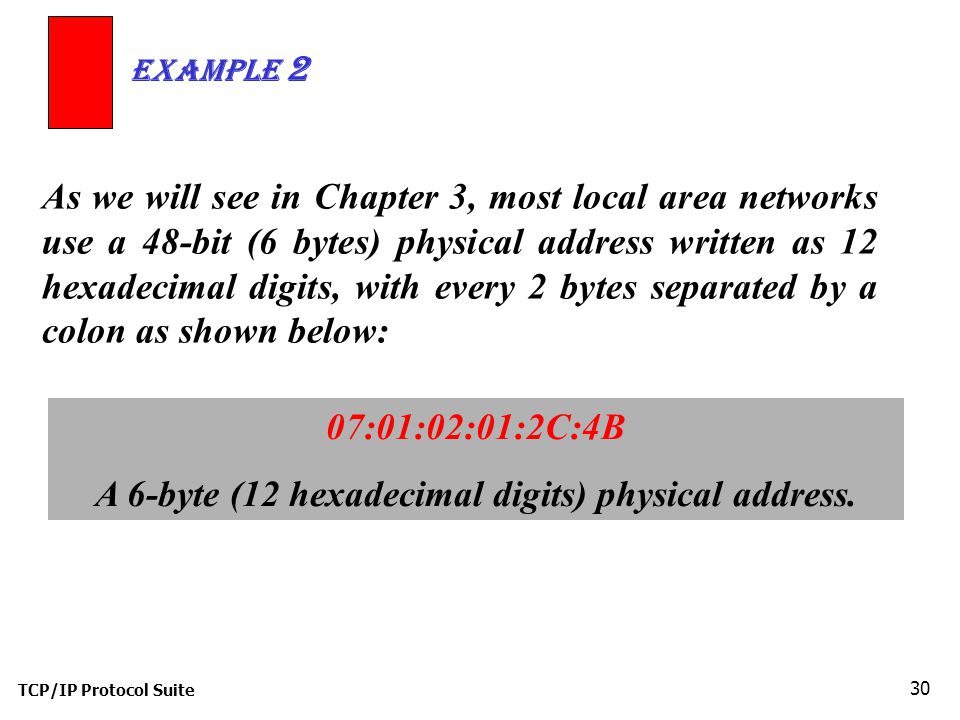 A 6-byte (12 hexadecimal digits) physical address.