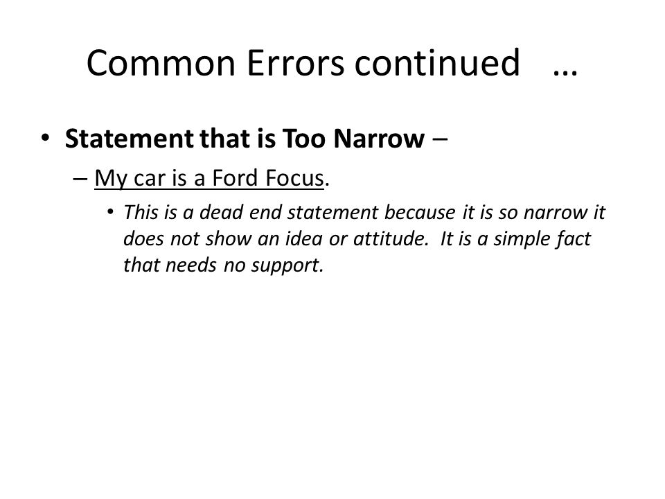 Common Errors continued …