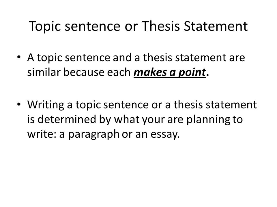 Topic sentence or Thesis Statement