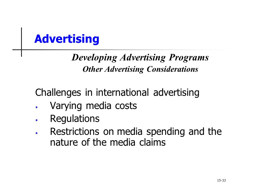Developing Advertising Programs Other Advertising Considerations