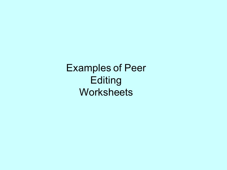 Examples of Peer Editing Worksheets