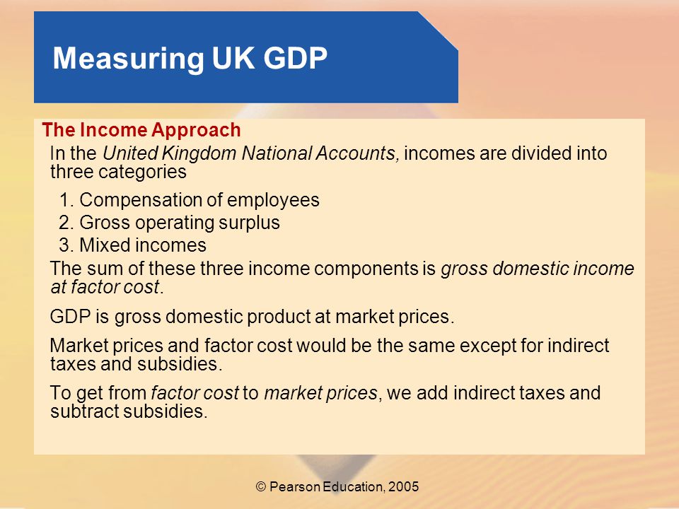 Measuring UK GDP The Income Approach