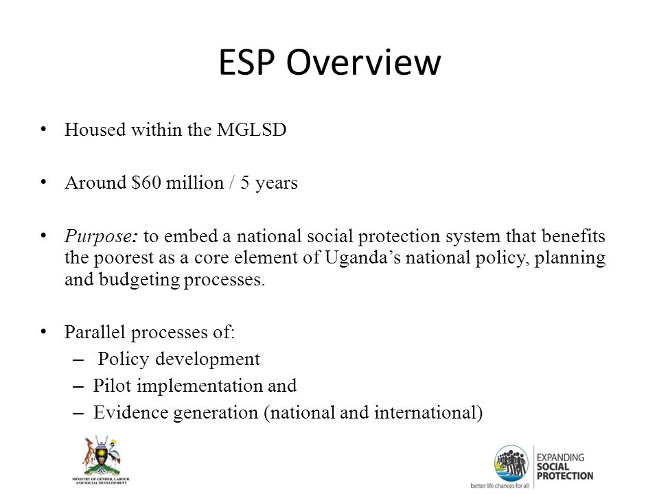 ESP Overview Housed within the MGLSD Around $60 million / 5 years