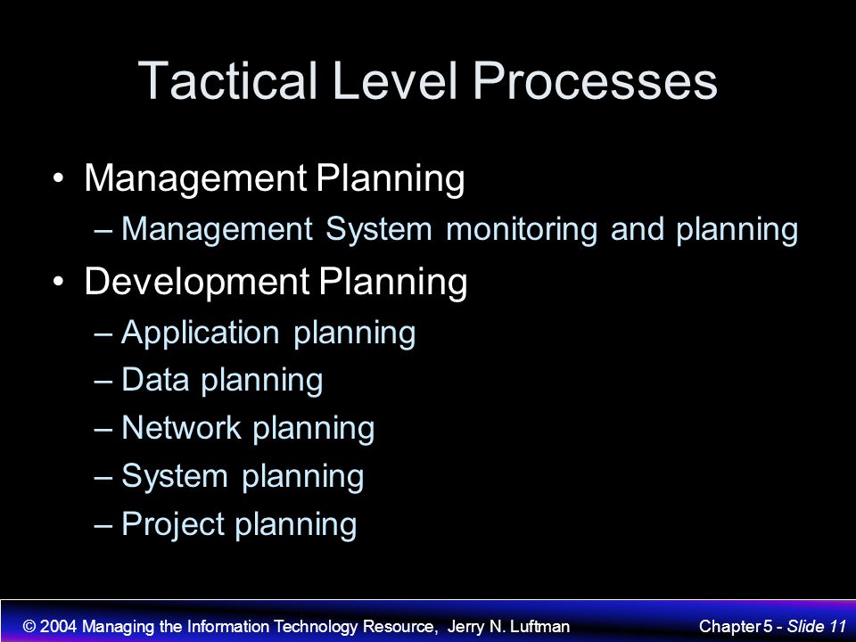 Tactical Level Processes
