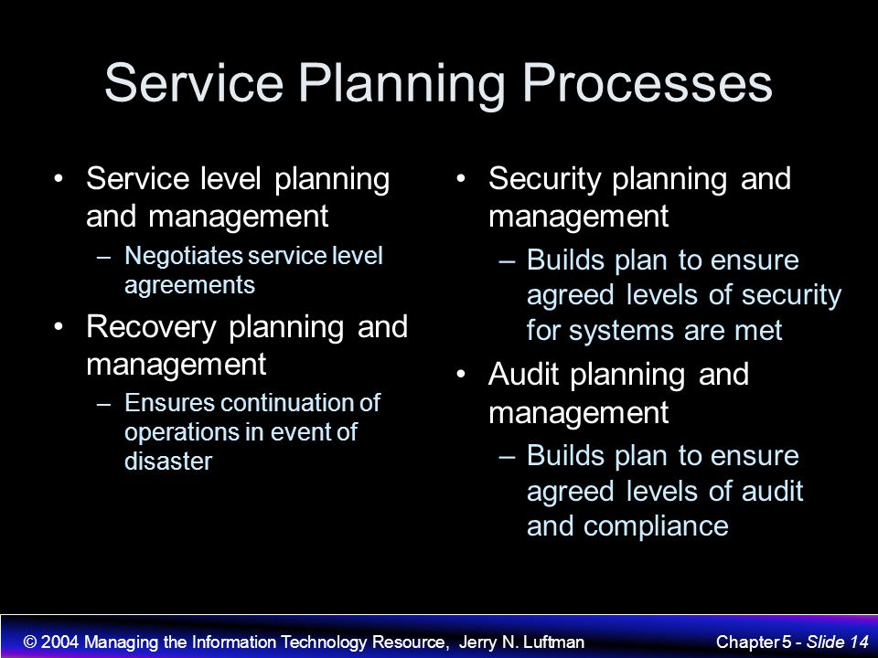 Service Planning Processes