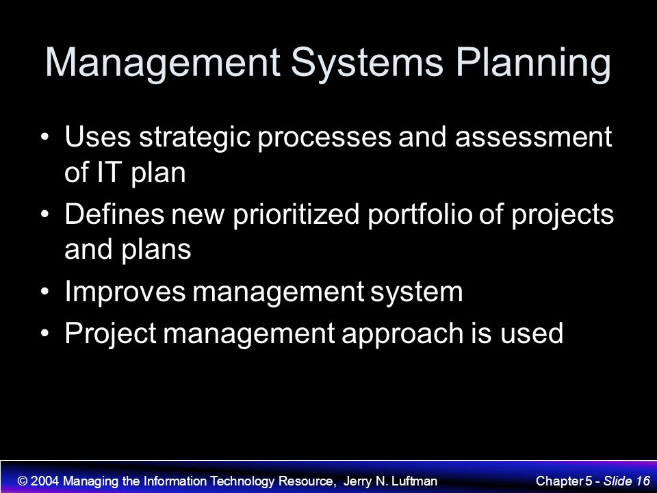 Management Systems Planning