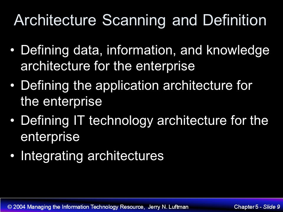Architecture Scanning and Definition