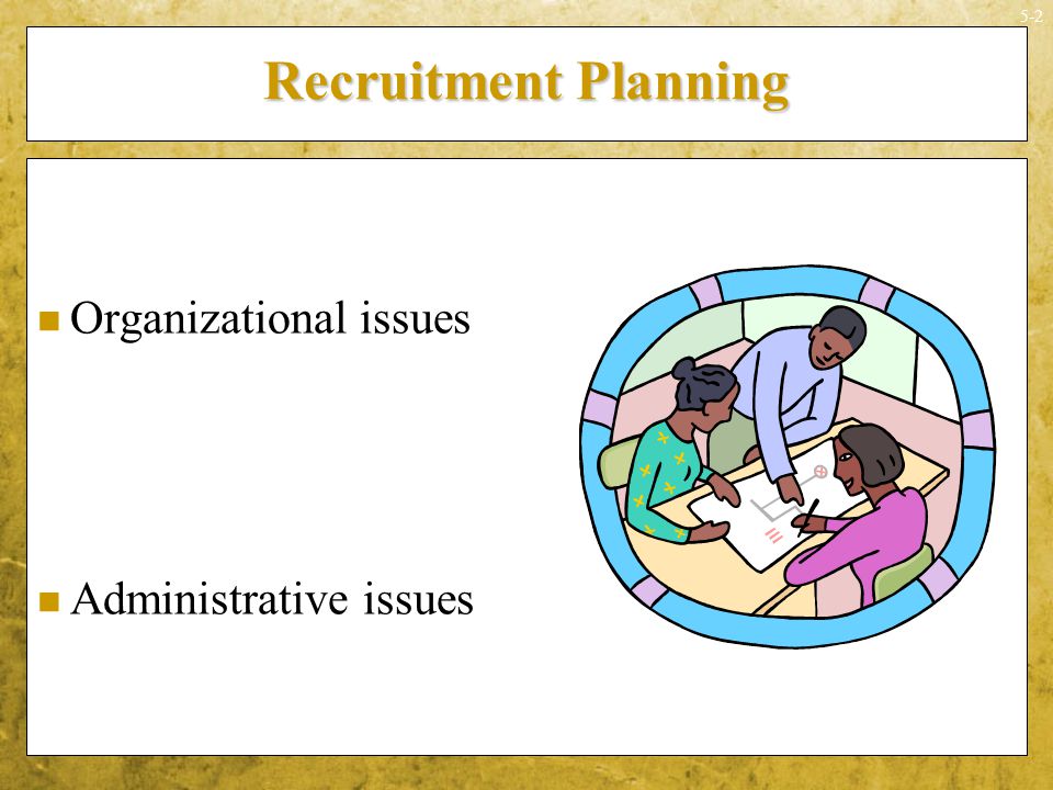 Recruitment Planning Organizational issues Administrative issues