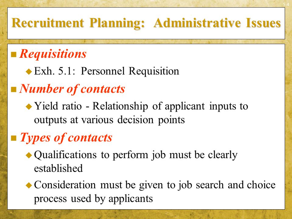 Recruitment Planning: Administrative Issues